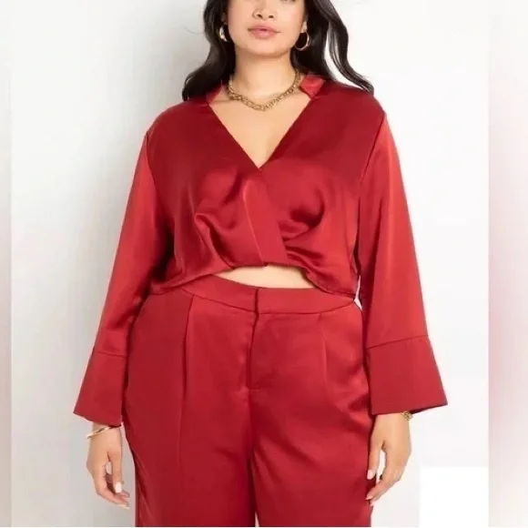 ELOQUII 2-PIECE CRANBERRY PANTS SUIT 24/26 - Picture 3 of 8